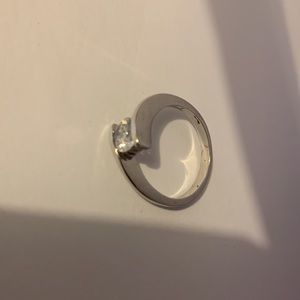CZ stone with silver ring